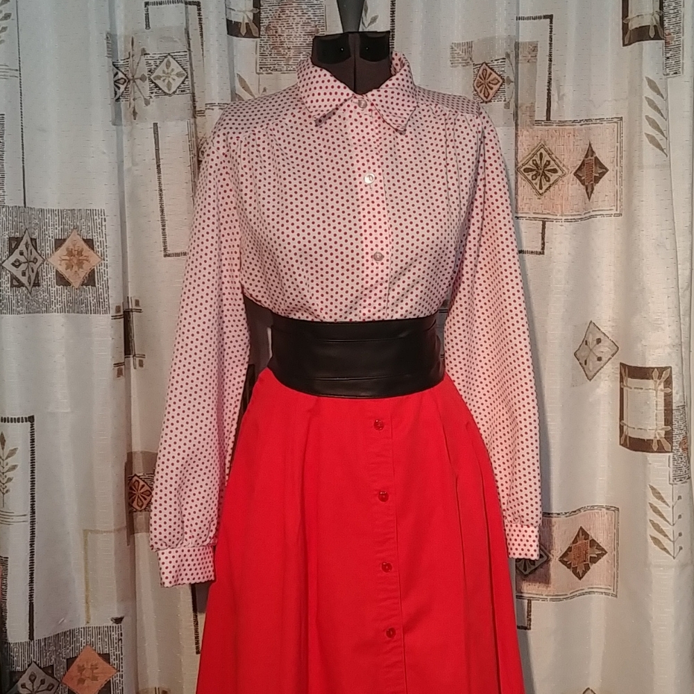 Vintage Red/White dot blouse